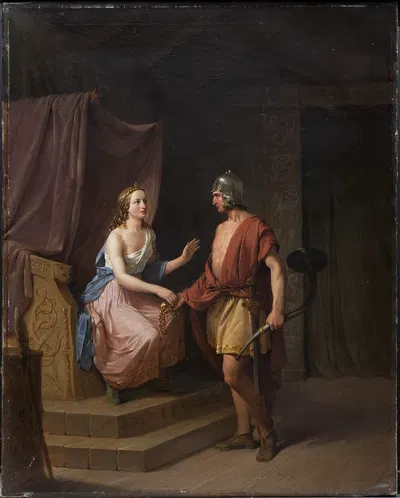 Heimdal hands over the Brisinga jewel to Freja by Нильс Андерссон, 1846 — digital art print download