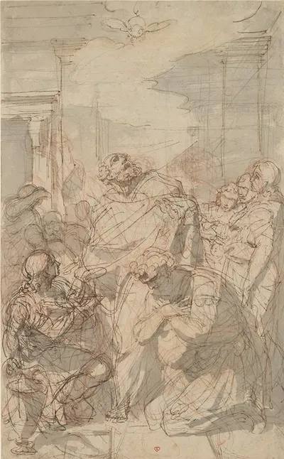 St. Peter Baptizing Cornelius by Лоран Пеше — digital art print download