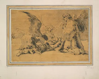 Dead Abel Mourned by Angels by Леонар Брамер — digital art print download