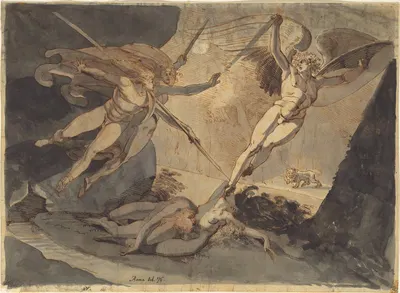 Satan Starts from the Touch of Ithuriel's Spear by Henry Fuseli, 1776 — digital art print download