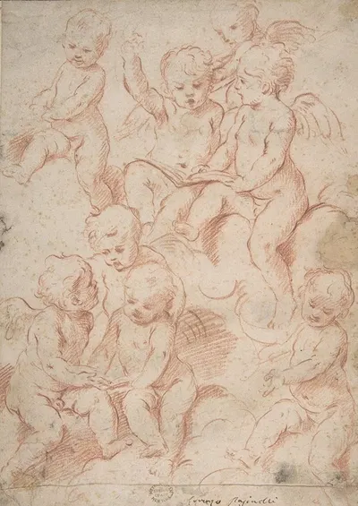 Winged Putti with Open Music Books by Лоренцо Пазинелли, 1629–1700 — digital art print download