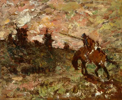 Don Quixote tilting at the windmills by Adolphe Monticelli — digital art print download