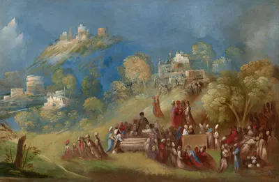The Trojans Building the Temple to Venus and Making Offerings at Anchises's Grave in Sicily by Dosso Dossi, c. 1520 —…