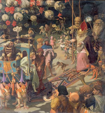 Besuch der Mondscheinprinzessin beim Zwergenkönig by Антон Иосиф фон Кеннер, 1930 — digital art print download