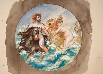 Couple on sea horses by Феликс Браккемонд — digital art print download