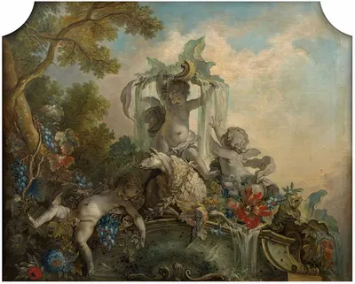 Cupids with a sheep by Jacques de Lajoüe — digital art print download