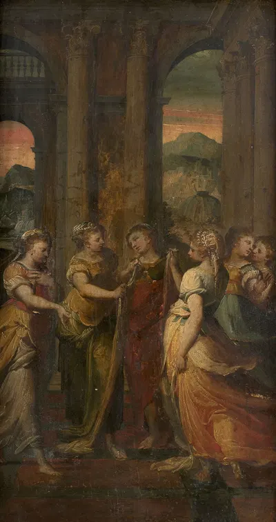 Achilles and the daughters of Lycomedes by Luca Cambiaso — digital art print download