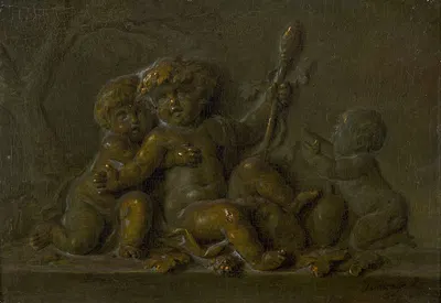 The infant Bacchus and two putti by Пьят Жозеф Саваж — digital art print download