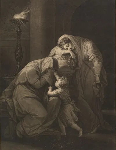 Andromache and Hecuba Weeping over the Ashes of Hector by Анжелика Кауфман, 1771 — digital art print download