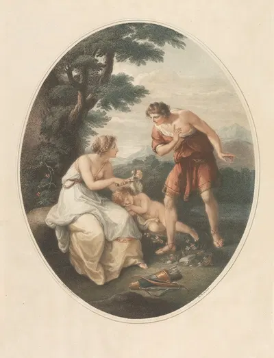 Cupid and Cephisa by Анжелика Кауфман, 1789 — digital art print download