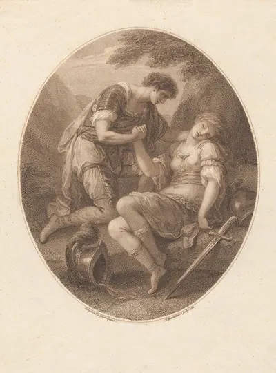 Tancred and Clorinda by Анжелика Кауфман, 1785 — digital art print download