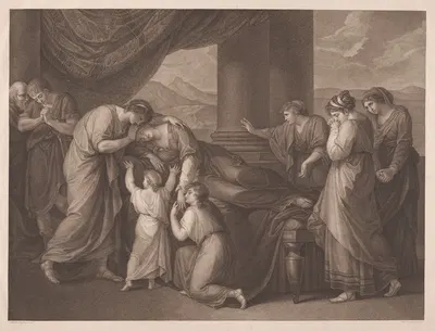 The Death of Alcestis by Анжелика Кауфман, 1796 — digital art print download