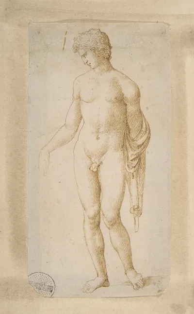 Standing Male Nude by Marcantonio Raimondi — digital art print download