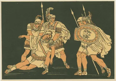 Aeneas and the body of Lausus by Бартоломео Пинелли, 1878 — digital art print download