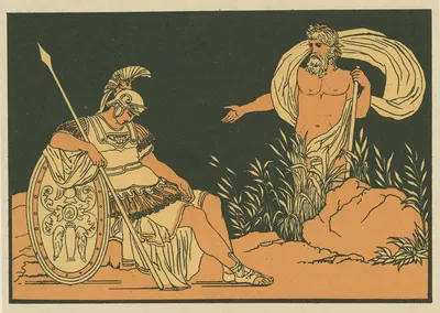Aeneas and Tiber by Бартоломео Пинелли, 1878 — digital art print download