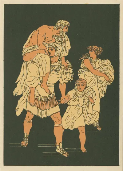 The flight from Troy by Бартоломео Пинелли, 1878 — digital art print download