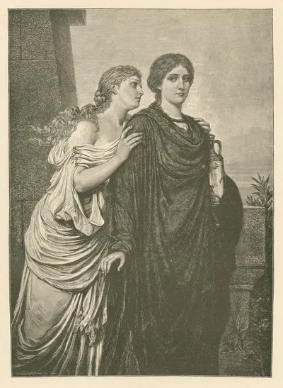 Antigone and Ismene by Emil Teschendorff, 1892 — digital art print download