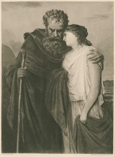 Oedipus and Antigone by Emil Teschendorff, 1878 — digital art print download