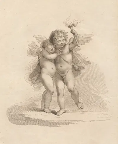 Cupid and Psyche by Франческо Бартолоззи, 1789 — digital art print download