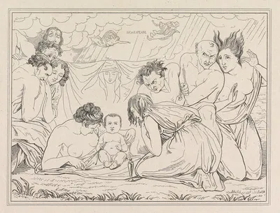 The Infant Shakspeare attended by Nature and the Passions by George Romney — digital art print download