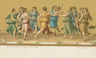 The dance of Apollo with the Muses by Джулио Романо, 1907 - 1918 — digital art print download