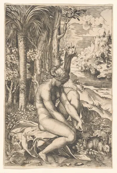 Venus Wounded by the Rose's Thorn by Джулио Романо, 1516 — digital art print download