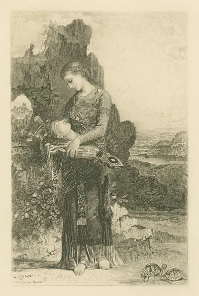 Head of Orpheus on his lyre by Гюстав Моро, 1865 - 1892 — digital art print download