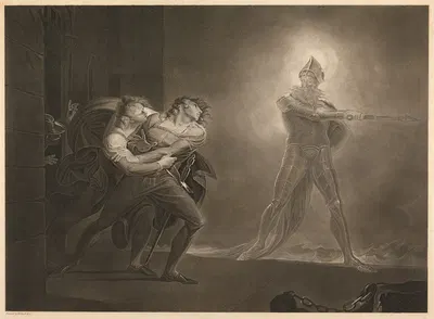 Hamlet, Prince of Denmark; Act I, Scene iv, Platform before the Palace of Elsineur–Hamlet, Horatio, Marcellus and the Ghost…
