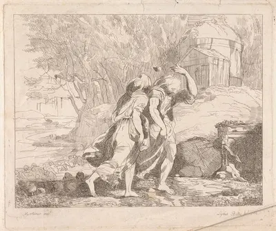 Deucalion and Pyrrha after the Flood by Джон Гамильтон Мортимер — digital art print download
