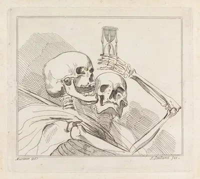 Skeletons with an Hour Glass by Джон Гамильтон Мортимер — digital art print download