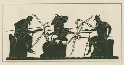 Нептун, Геркулес и Меркурий, ловящие рыбу с трех скал в море by Луи Пети, 1844 - 1861 — digital art print download