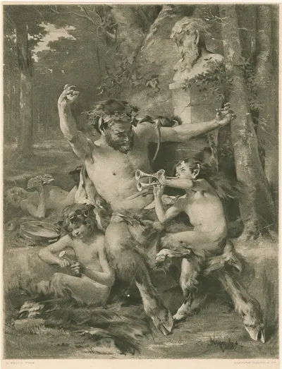 A family of satyrs by Louis Priou, 1878 — digital art print download