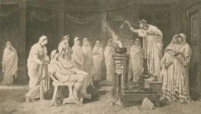 School of the vestals by Louis-Héctor Leroux, 1880 — digital art print download