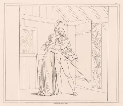 Margaret meets Faust in the summer house by Moritz August Retzsch, 1843 — digital art print download
