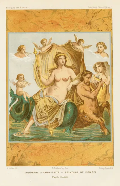 Triomphe d'Amphitrite–Peinture de Pompéi by P. Sellier, 1880 — digital art print download