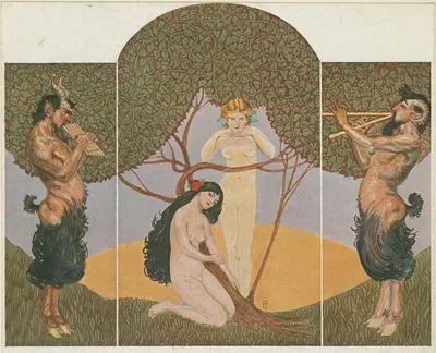 Fauns and nymphs by Вилли Погани, 1913 — digital art print download