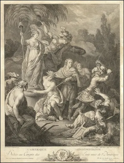 L'Amerique Independante Dediee au Congres des Etats unis de l'Amerique by Антуан Борель, 1778 — digital art print download