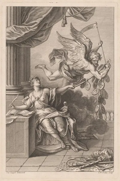 Allegorical scene with medallions and Time by Charles-Nicolas Cochin — digital art print download