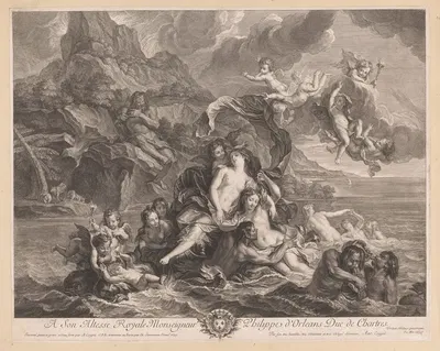 Triumph of Galatea by Шарль-Луи Симонно, 1695 — digital art print download