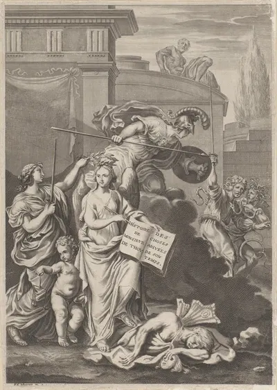 Allegorical representation with a genie surrounded by mythological figures by Франсуа Шово — digital art print download