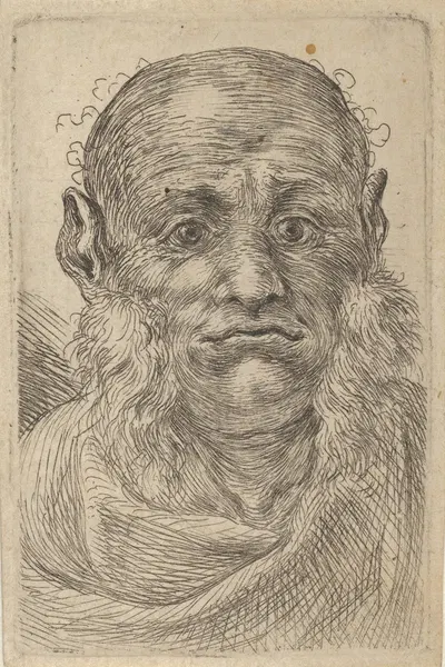 Mask of a Bald Man with Tufty Sideburns by Франсуа Шово, 1635–1645 — digital art print download
