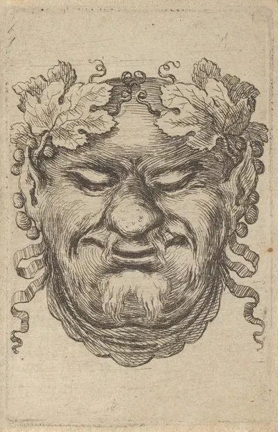 Mask of Bacchus with a Wreath of Grape Leaves and Ribbon by Франсуа Шово, 1635–1645 — digital art print download