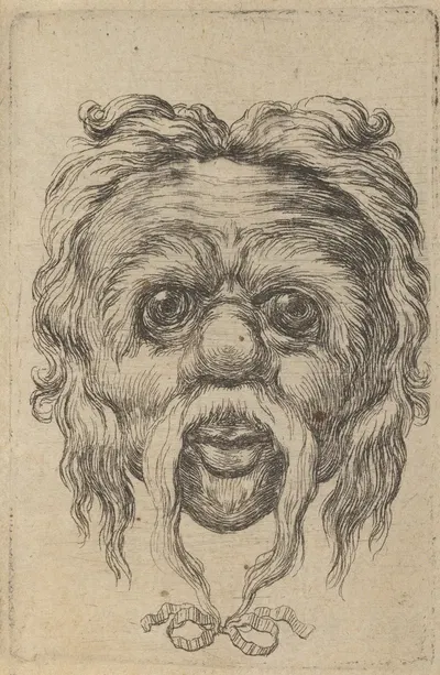 Mask with a Long Mustache Tied with a Ribbon Beneath the Chin by Франсуа Шово, 1635–1645 — digital art print download