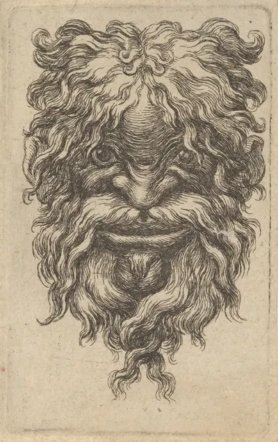 Mask with Curly Hair, a Long Mustache and a Loosely Twisted Beard by Франсуа Шово, 1635–1645 — digital art print download