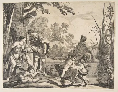 Meleager and Atalanta (After Laurent de La Hyre) by Франсуа Шово, 1643 — digital art print download