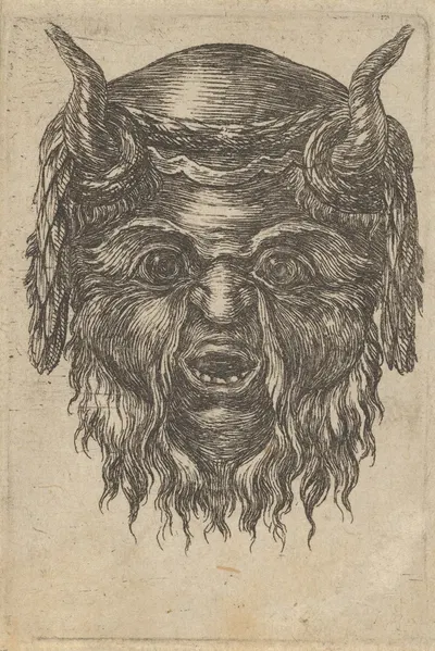 Satyr Mask with a Laurel Wreath Draped Over the Horns by Франсуа Шово, 1635–1645 — digital art print download