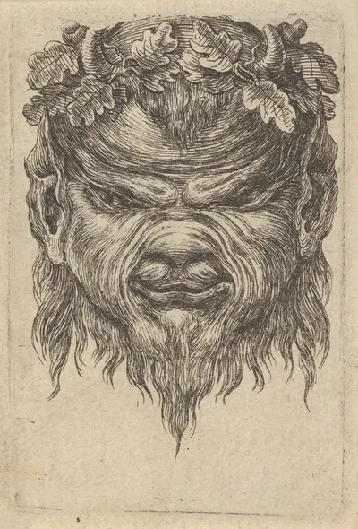 Satyr Mask with an Indented Snout and a Wreath of Oak Leaves by Франсуа Шово, 1635–1645 — digital art print download