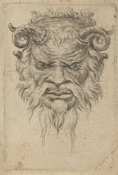 Satyr Mask with Curled Horns Looking Down by Франсуа Шово, 1635–1645 — digital art print download