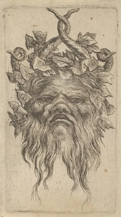 Satyr Mask with Hooked Horns and an Ivy Wreath by Франсуа Шово, 1635–1645 — digital art print download