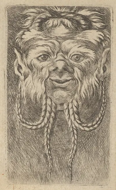 Satyr Mask with Overlapping Horns and Four Braided Strands of Beard by Франсуа Шово, 1635–1645 — digital art print download